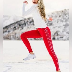 Zyia Active White Side Stripes With Logo Leggings